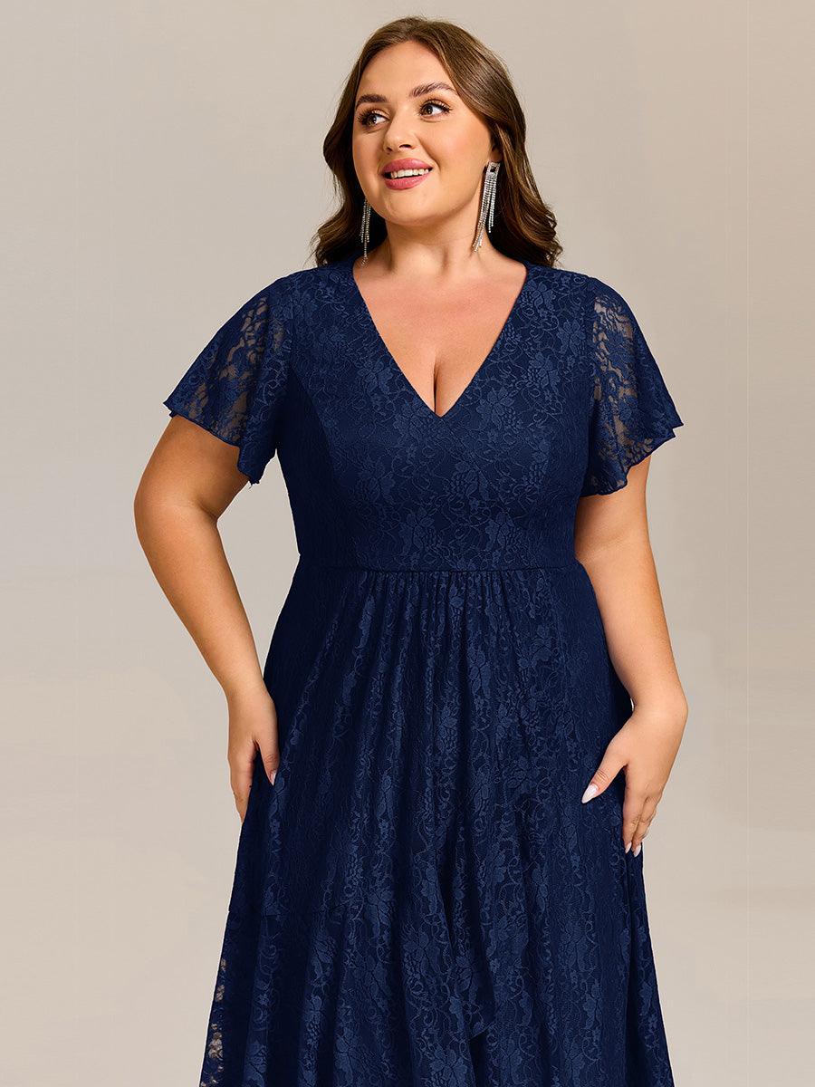 pretty PALOMA|Plus Size Ruffled Sleeves Lace A-Line Formal Evening Dress