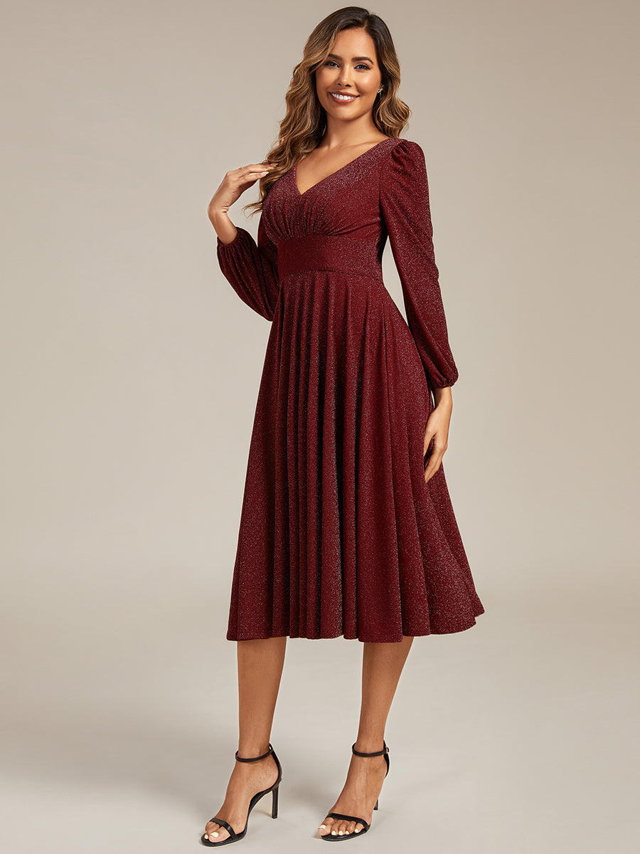 ever GREER| Glitter long Sleeve A-Line Midi Dress With Pocket