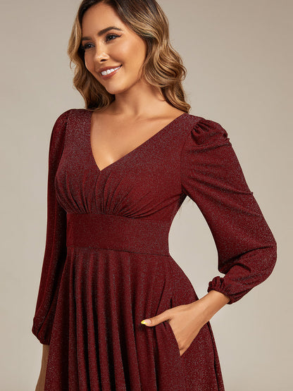 ever GREER| Glitter long Sleeve A-Line Midi Dress With Pocket