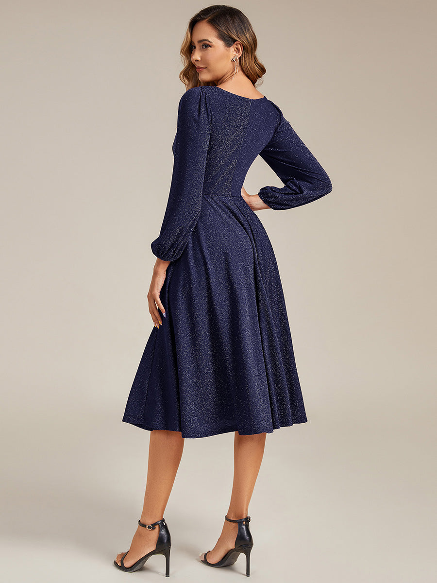 ever GREER| Glitter long Sleeve A-Line Midi Dress With Pocket