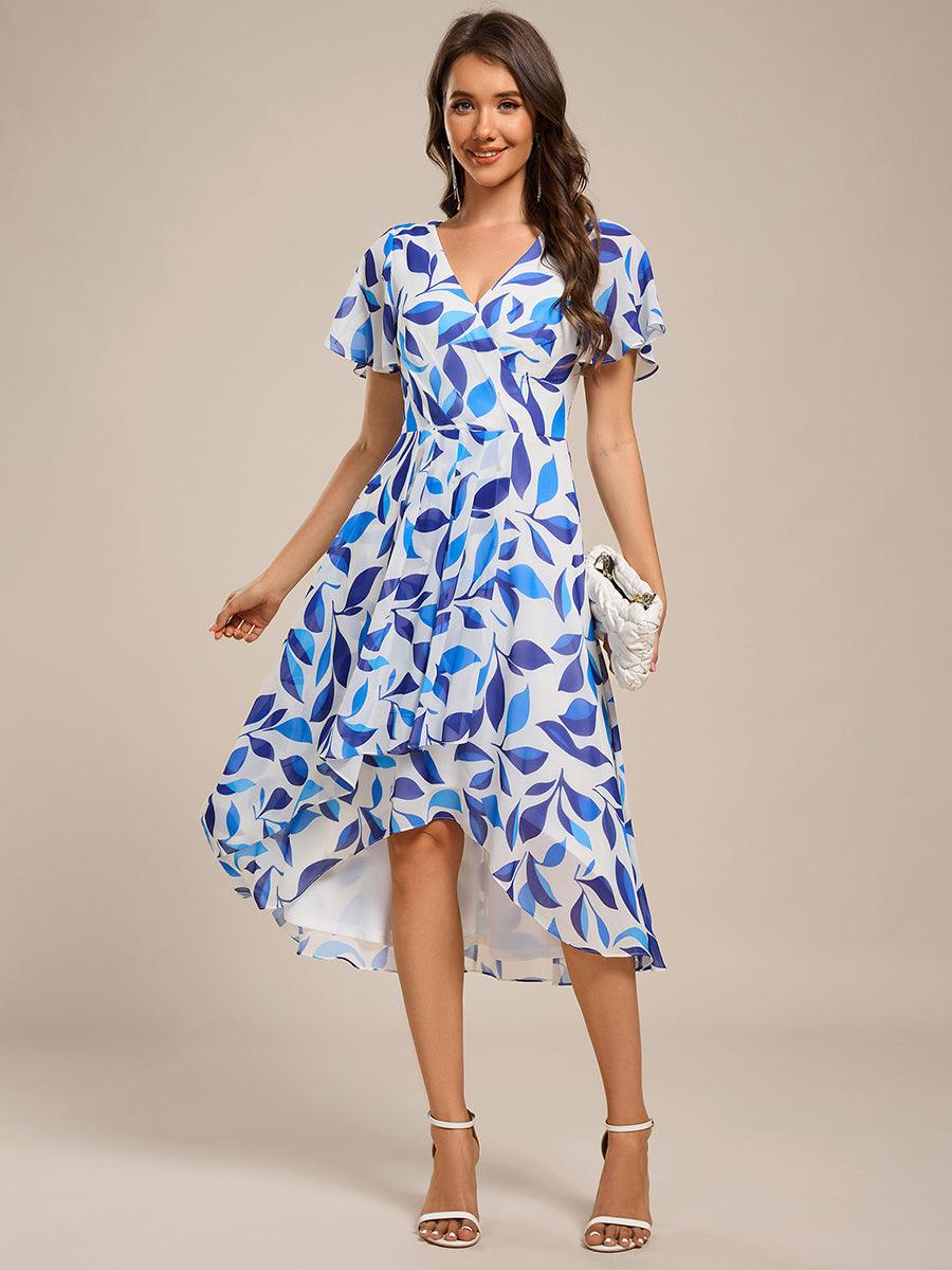ever CATALEYA|Short Sleeve Ruffled V-Neck Floral Printed Midi Wedding Guest Dress