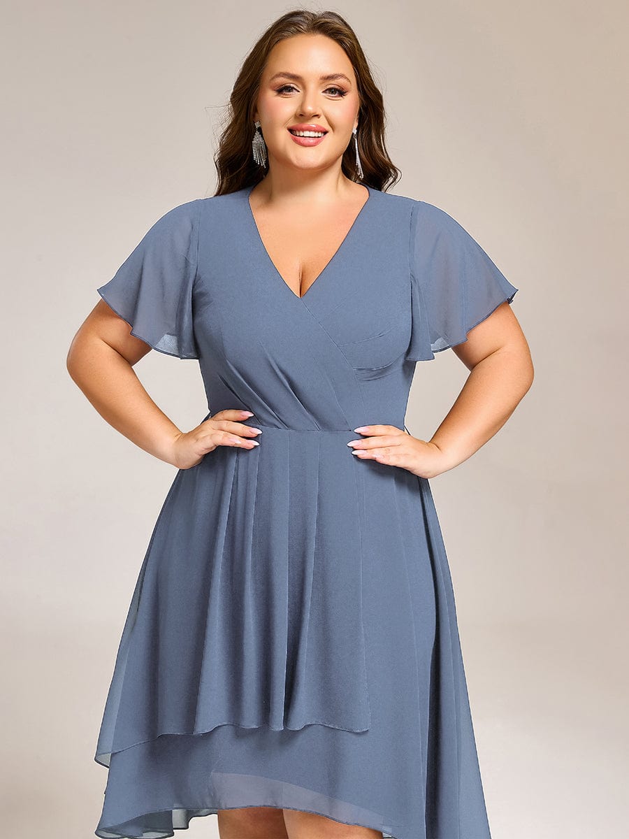 ever CATALEYA|Short Sleeve Ruffled V-Neck Floral Printed Midi Wedding Guest Dress