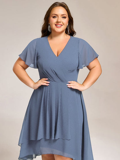 ever CATALEYA|Short Sleeve Ruffled V-Neck Floral Printed Midi Wedding Guest Dress