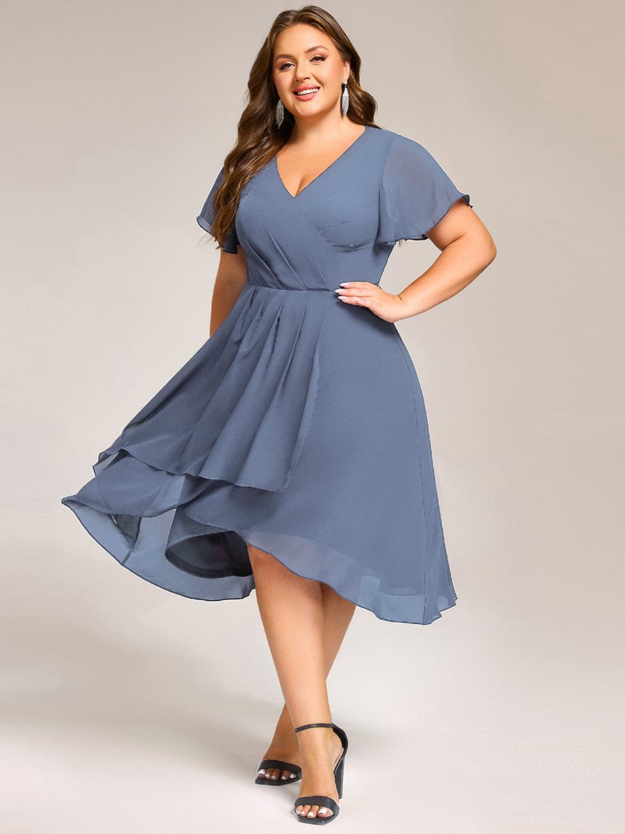 ever CATALEYA|Short Sleeve Ruffled V-Neck Floral Printed Midi Wedding Guest Dress