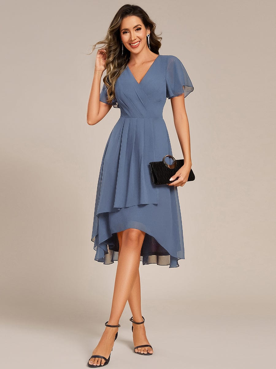 ever CATALEYA|Short Sleeve Ruffled V-Neck Floral Printed Midi Wedding Guest Dress