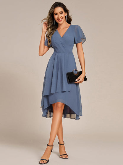 ever CATALEYA|Short Sleeve Ruffled V-Neck Floral Printed Midi Wedding Guest Dress