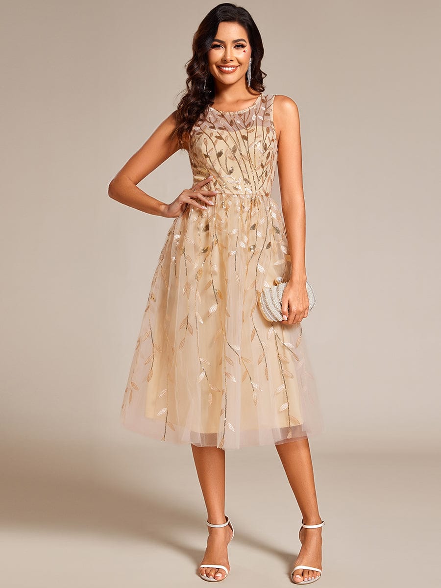 Sequin Embroidery Wedding Guest Dress