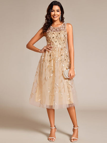 Sequin Embroidery Wedding Guest Dress