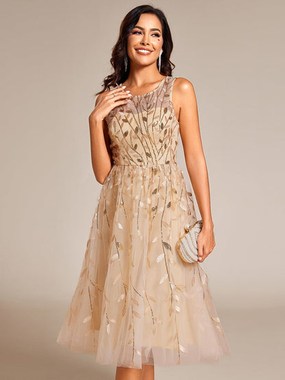 Sequin Embroidery Wedding Guest Dress