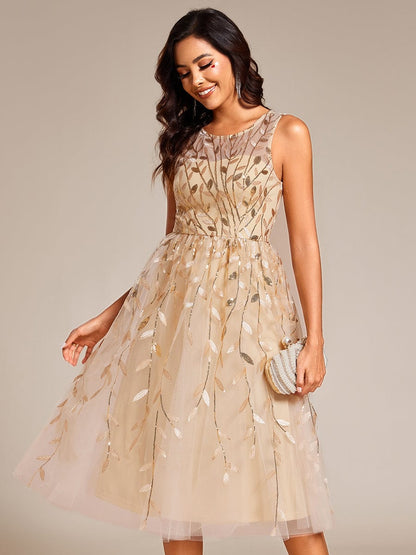 Sequin Embroidery Wedding Guest Dress