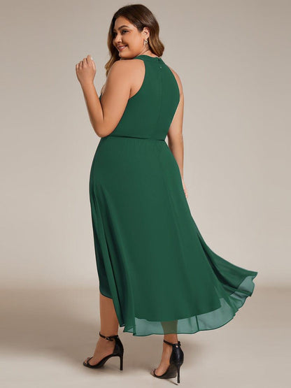 pretty POSIE|Flowy Plus Size Halter Neck Chiffon Midi Wedding Guest Dress