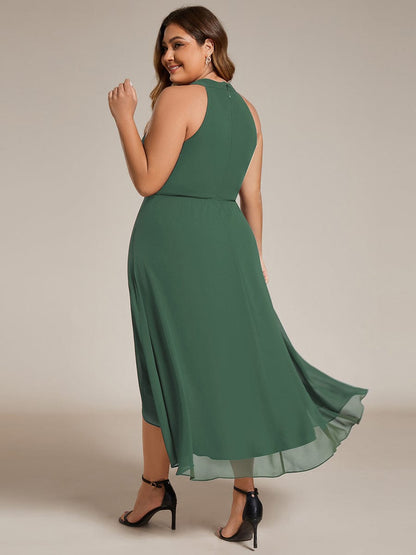 pretty POSIE|Flowy Plus Size Halter Neck Chiffon Midi Wedding Guest Dress