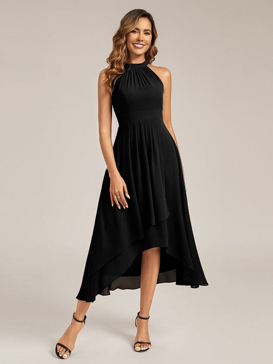 ever JAMIE|Pleated Chiffon Sleeveless A-Line Dress