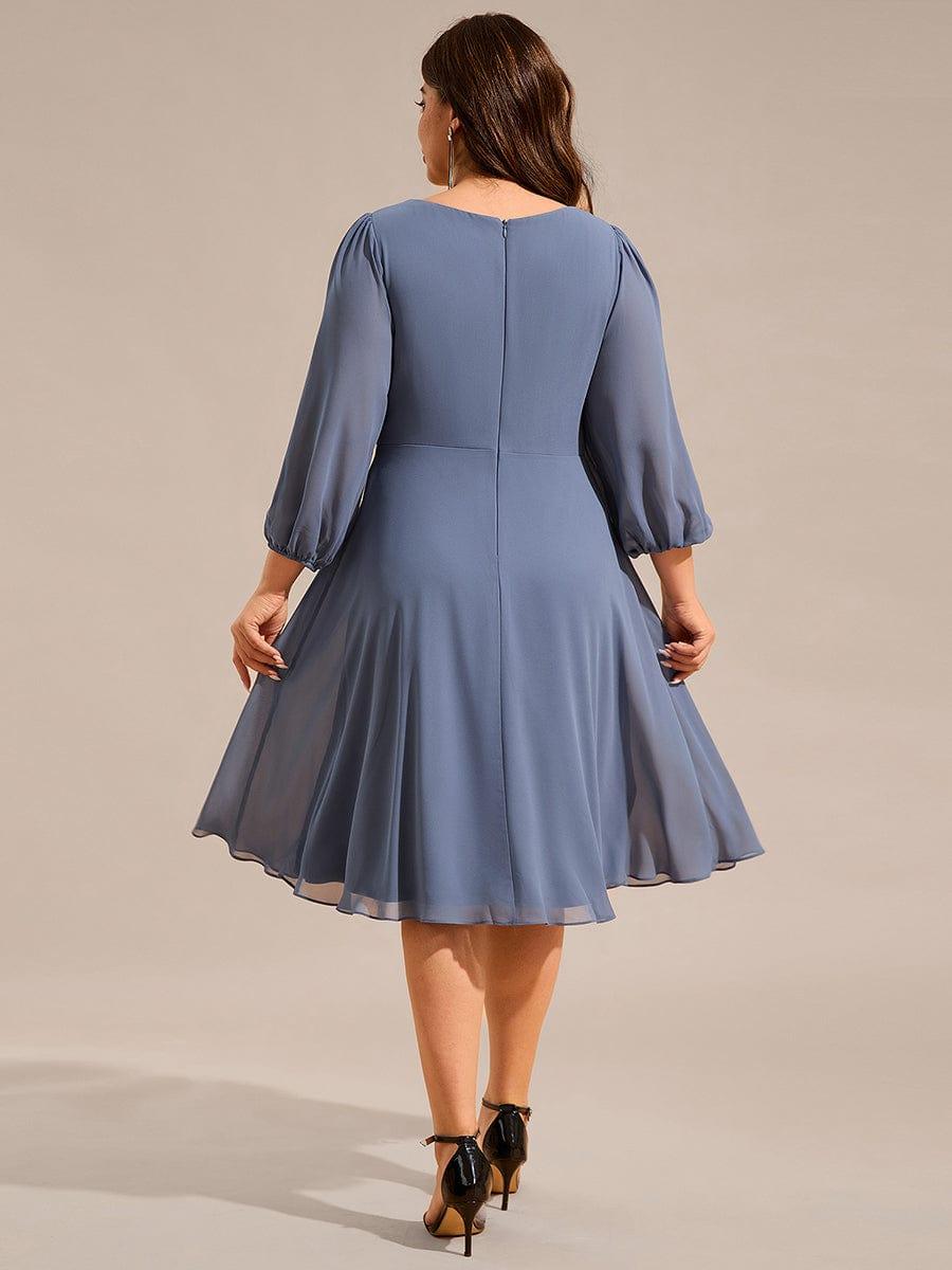 ever NYLAH|Pleated A-Line Long Sleeve Midi Chiffon Wedding Guest Dress