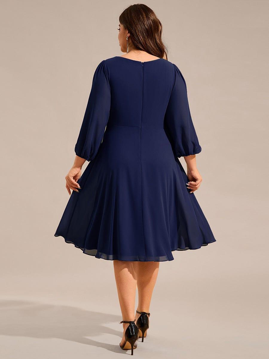 ever NYLAH|Pleated A-Line Long Sleeve Midi Chiffon Wedding Guest Dress