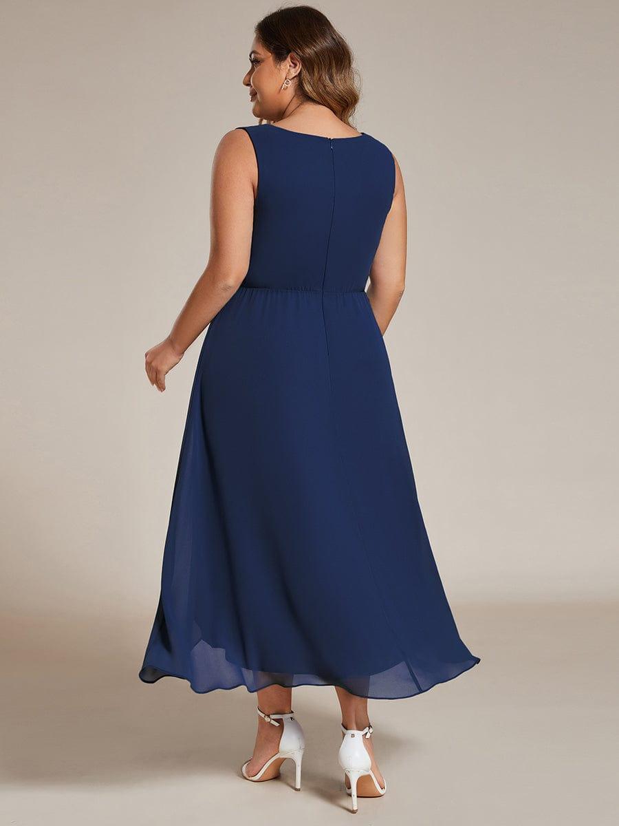 pretty IRYS|Sleeveless V-Neck High Low Plus Size Wedding Guest Dress with Floral Applique