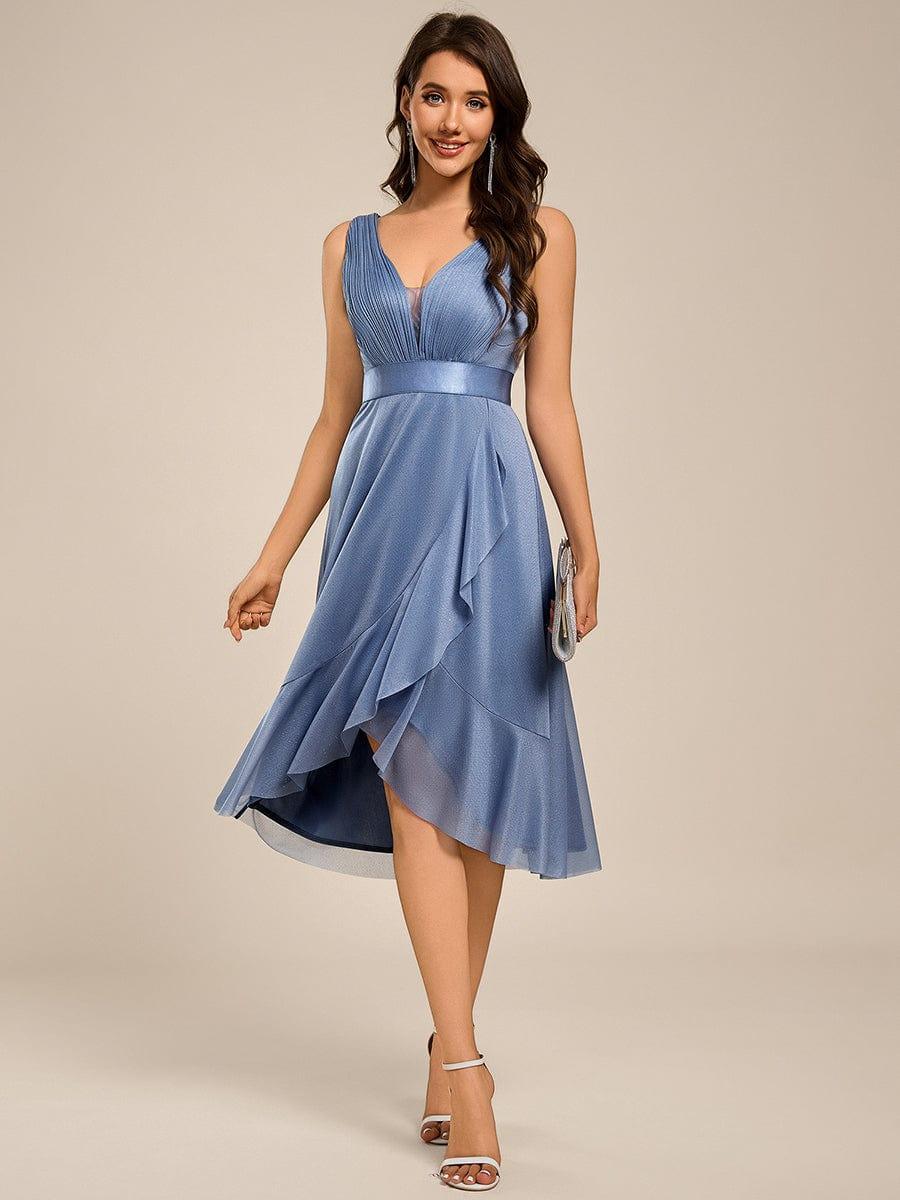 ever AZARIA|Glitter Sleeveless Deep V-Neck A-Line Midi Wedding Guest Dress