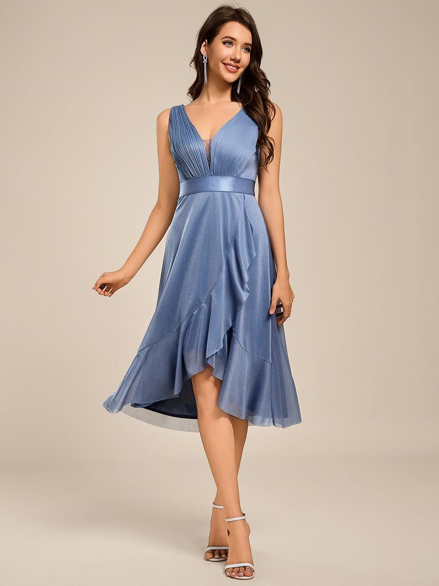 ever AZARIA|Glitter Sleeveless Deep V-Neck A-Line Midi Wedding Guest Dress