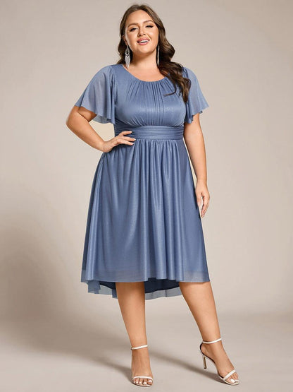 ever CLARYN|Glitter Short Sleeves Round Neck Midi Wedding Guest Dress