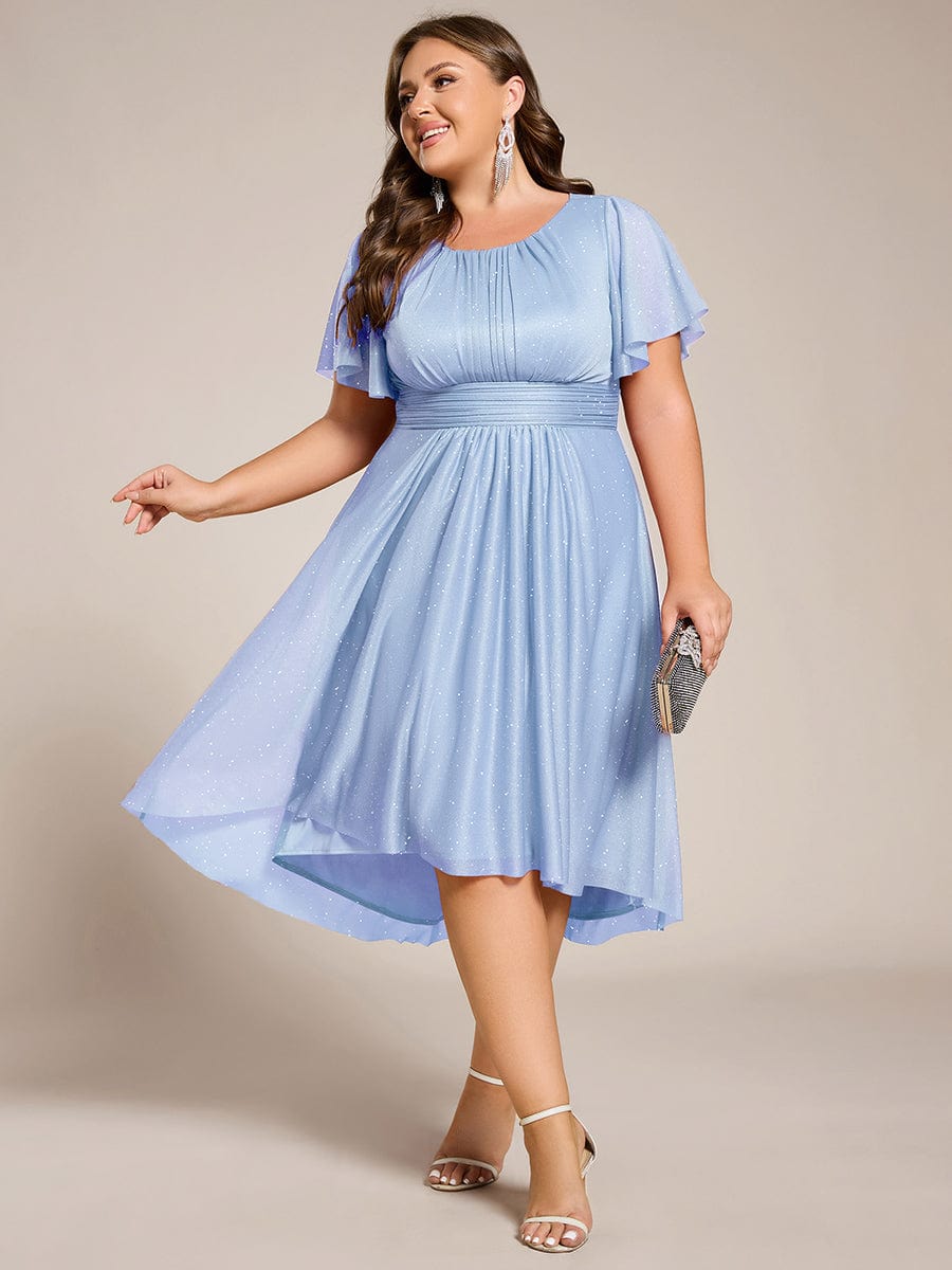 ever CLARYN|Glitter Short Sleeves Round Neck Midi Wedding Guest Dress