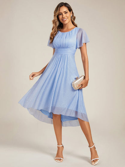 ever CLARYN|Glitter Short Sleeves Round Neck Midi Wedding Guest Dress