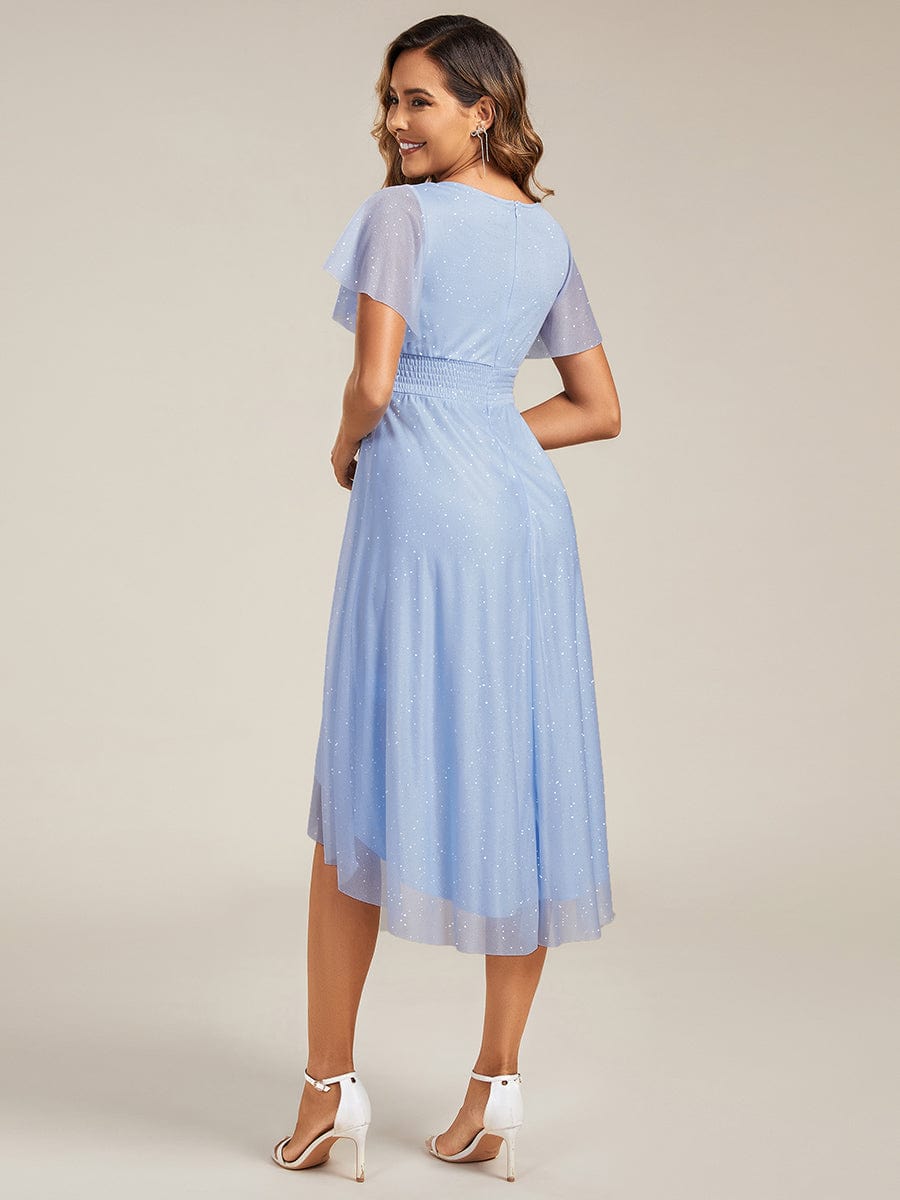 ever CLARYN|Glitter Short Sleeves Round Neck Midi Wedding Guest Dress