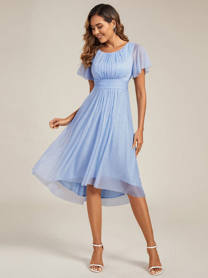 ever CLARYN|Glitter Short Sleeves Round Neck Midi Wedding Guest Dress