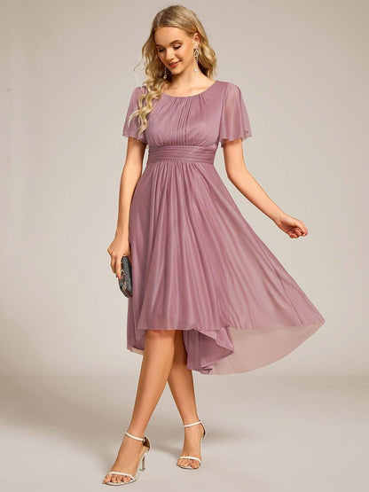 ever CLARYN|Glitter Short Sleeves Round Neck Midi Wedding Guest Dress