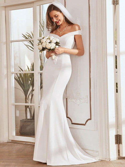 SEOULIS'S BRIDE|Off the Shoulder Mermaid Corset Eloping Dress for Wedding