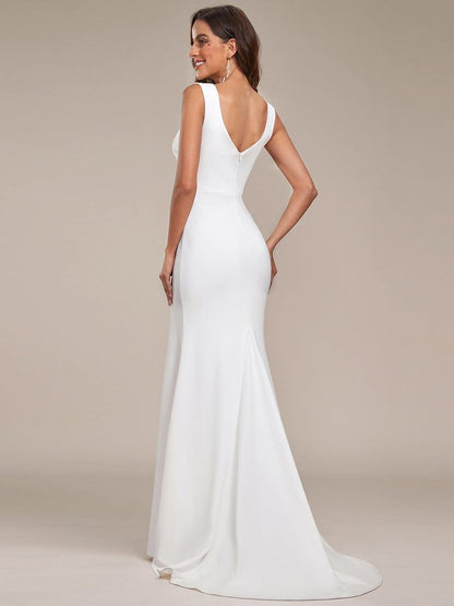 ever ARDEN|Ruched Bodycon Deep V-Neck Sleeveless Simple Wedding Dress