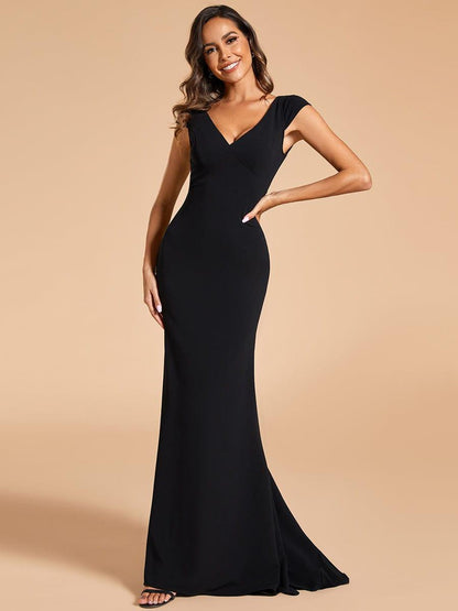 PATRISSE'S BRIDE|Cap Sleeve Deep V-Neck Backless Fishtail Wedding Dress
