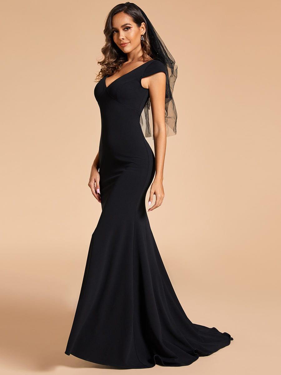 PATRISSE'S BRIDE|Cap Sleeve Deep V-Neck Backless Fishtail Wedding Dress