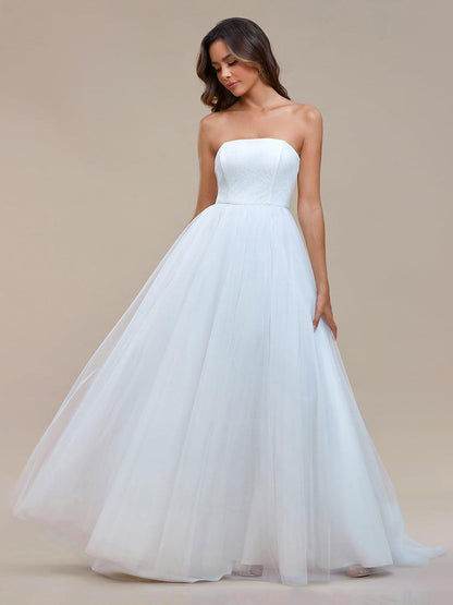 KYORA'S BRIDE|Romantic Back-laced Adjustable Strapless A-Line Tulle Wedding Dress
