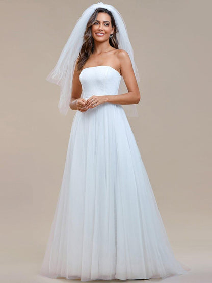 KYORA'S BRIDE|Romantic Back-laced Adjustable Strapless A-Line Tulle Wedding Dress