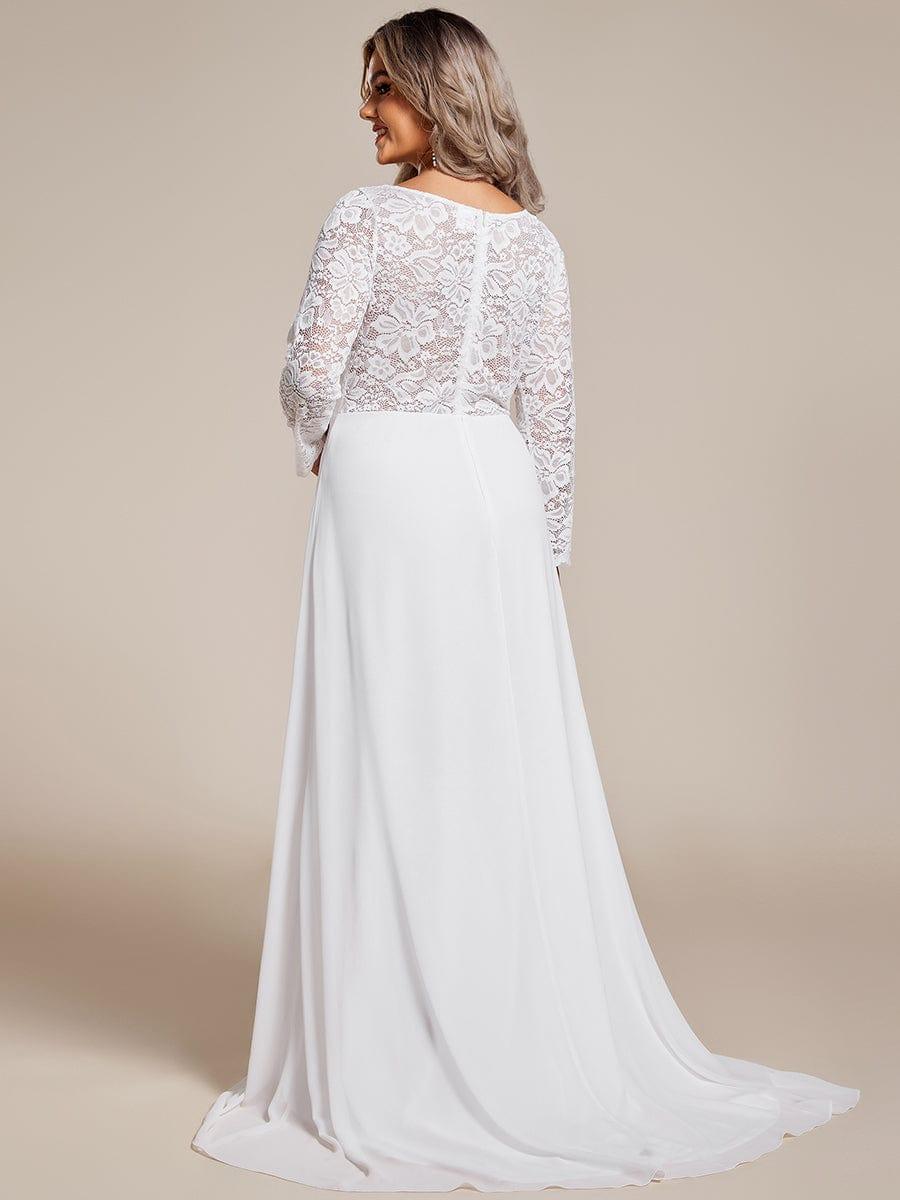 THE ICON'S BRIDE|Lace Long Sleeves Eyelash Edge Bodycon Mermaid Chiffon Wedding Dress