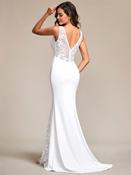 FRANSELLE'S BRIDE|Sleeveless Polyester Mermaid Wedding Dress with Lace-Adorned Back