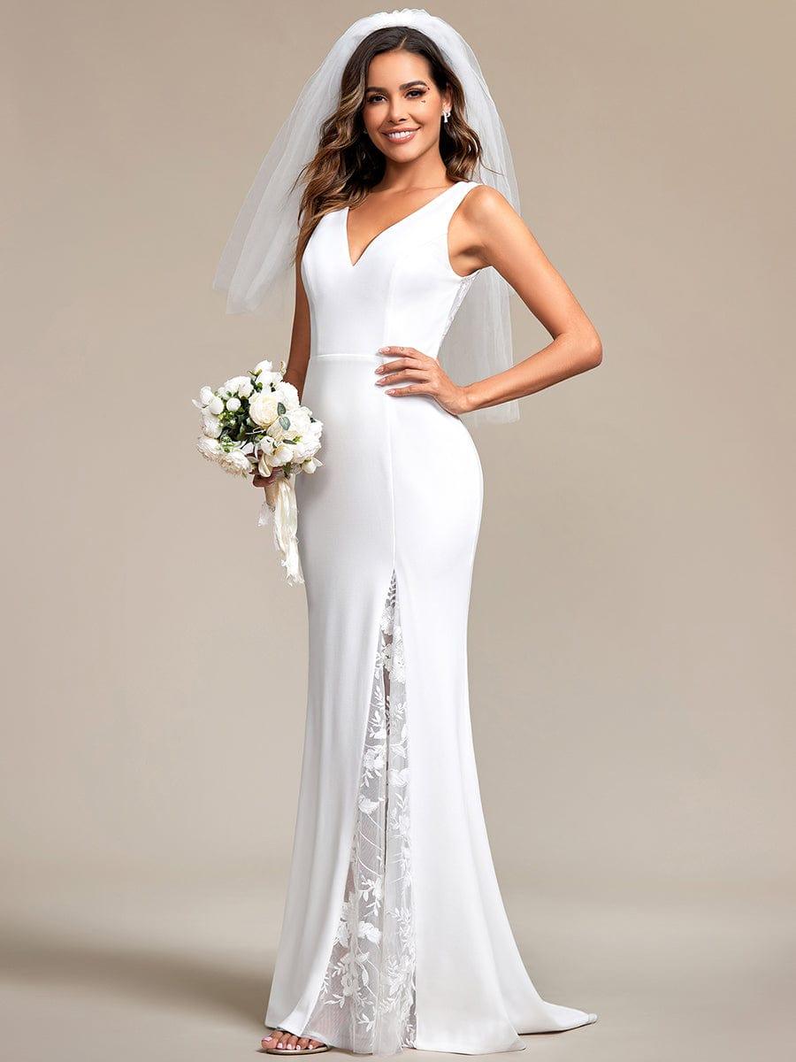 FRANSELLE'S BRIDE|Sleeveless Polyester Mermaid Wedding Dress with Lace-Adorned Back