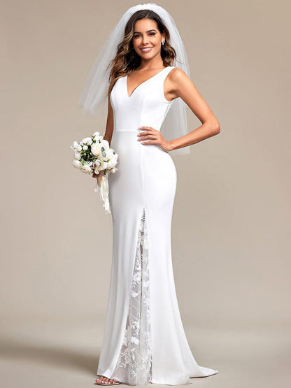 FRANSELLE'S BRIDE|Sleeveless Polyester Mermaid Wedding Dress with Lace-Adorned Back