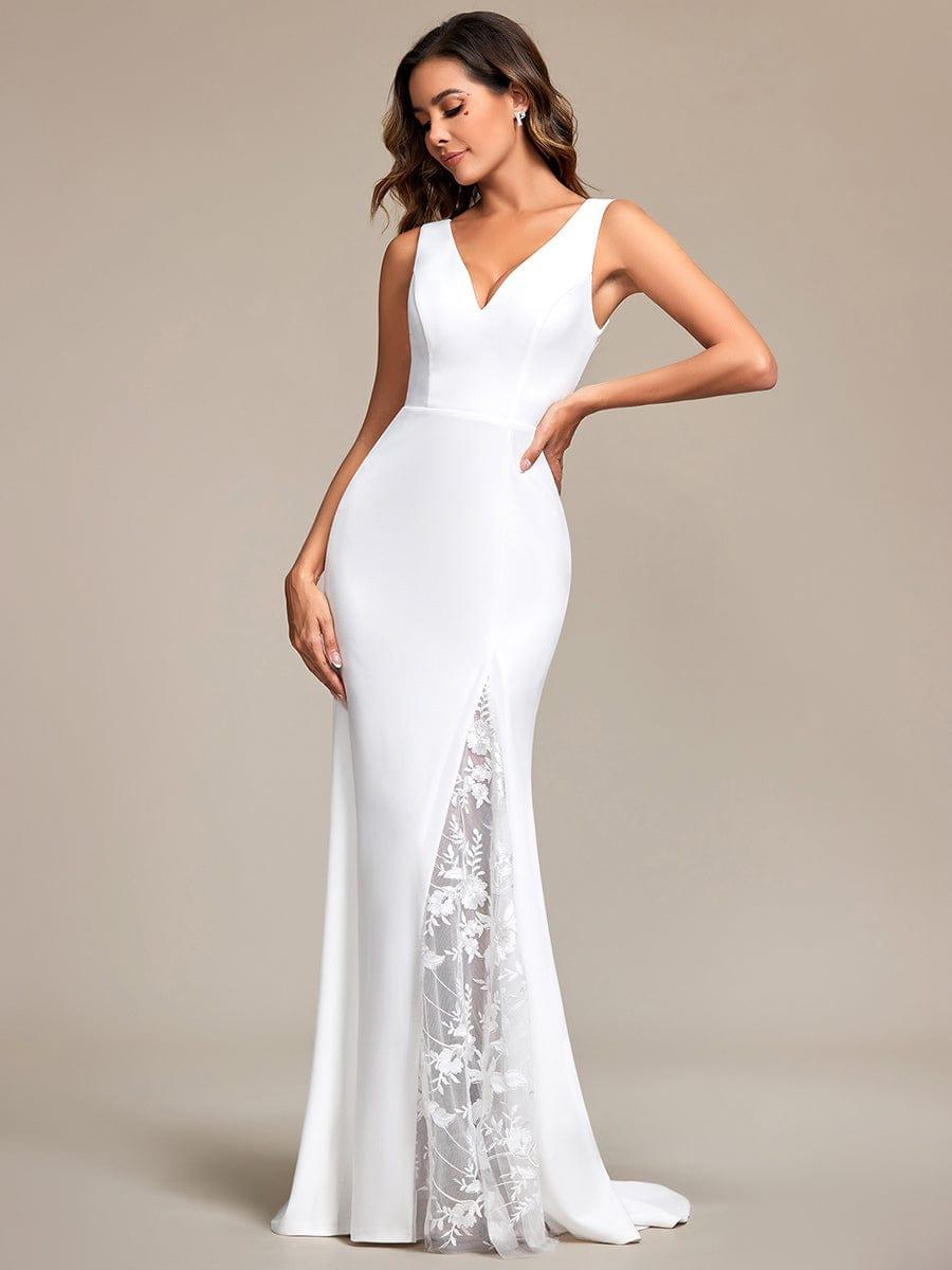 FRANSELLE'S BRIDE|Sleeveless Polyester Mermaid Wedding Dress with Lace-Adorned Back