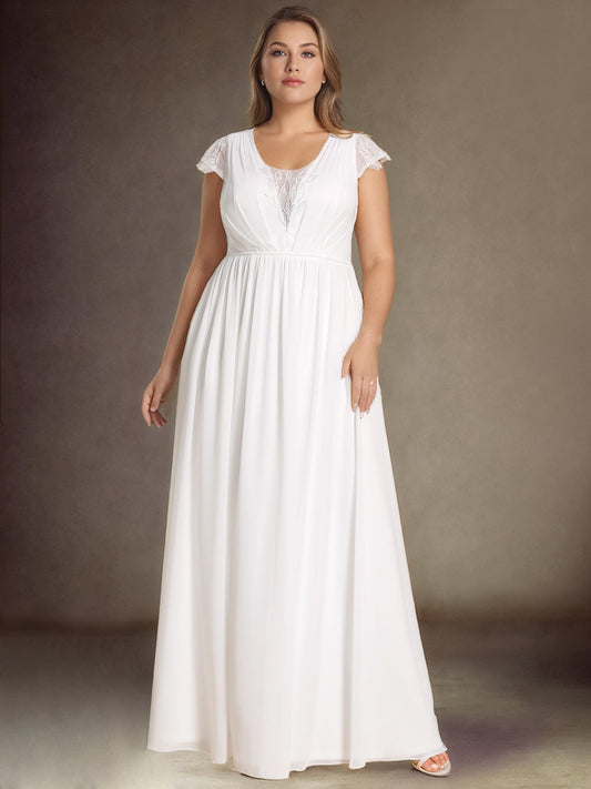 Plus Size Sleeveless V-Neck Chiffon Wedding Dresses