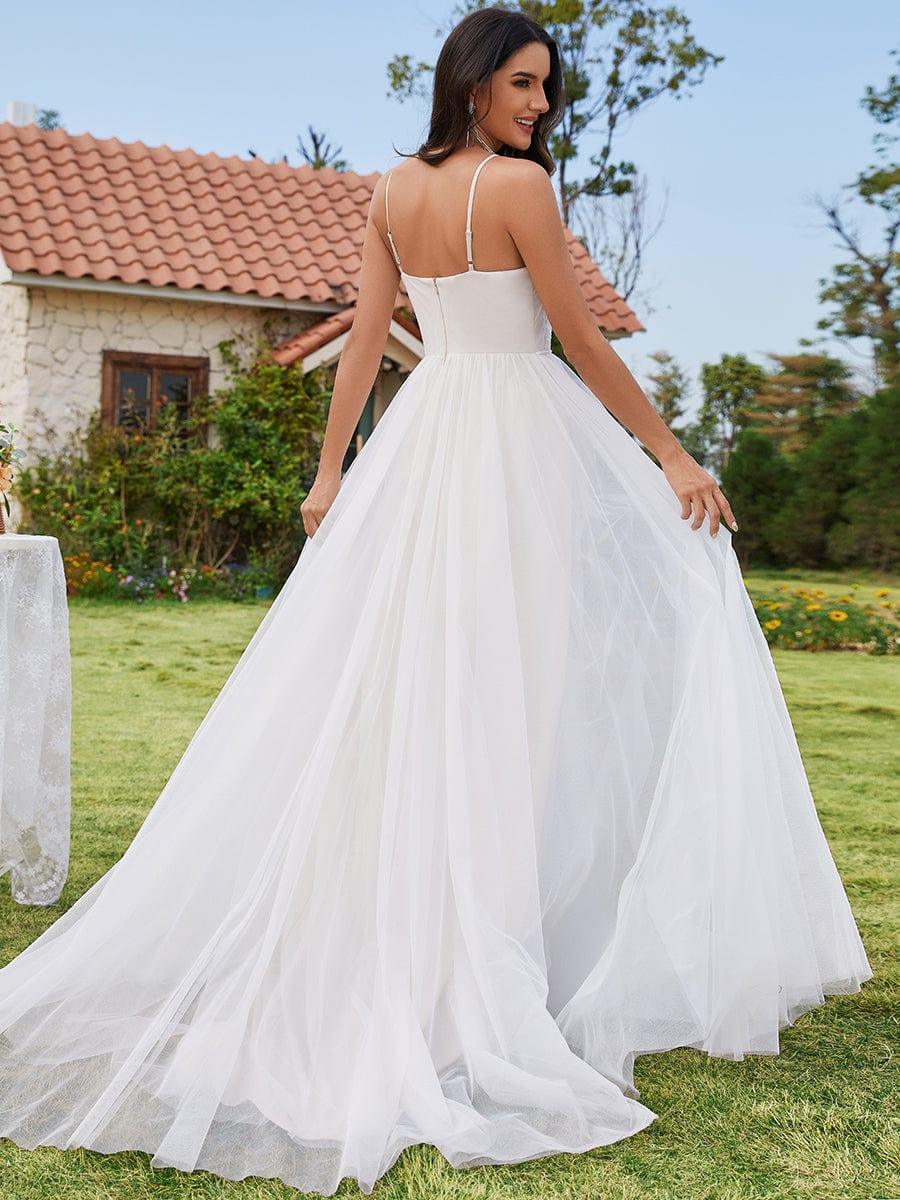 NORESSA'S BRIDE|A-Line Halter Neck Applique Wedding Dress with Tulle
