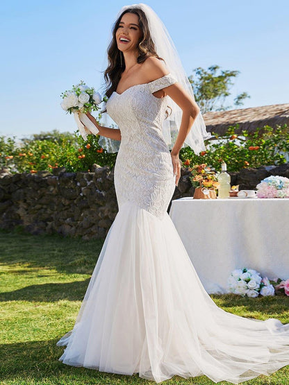 ANDARA'S BRIDE|Bodycon Lace Off Shoulder Mermaid Wedding Dress