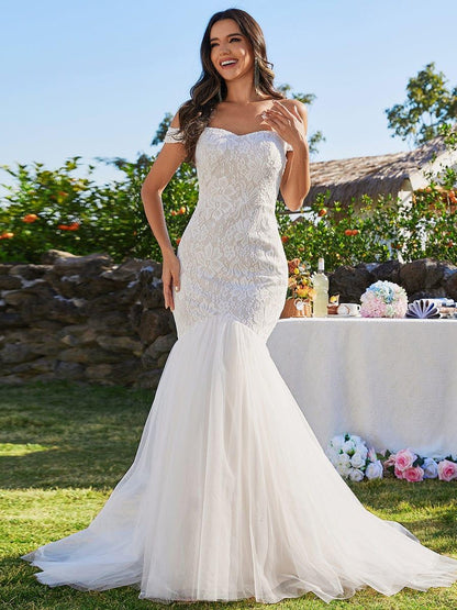 ANDARA'S BRIDE|Bodycon Lace Off Shoulder Mermaid Wedding Dress