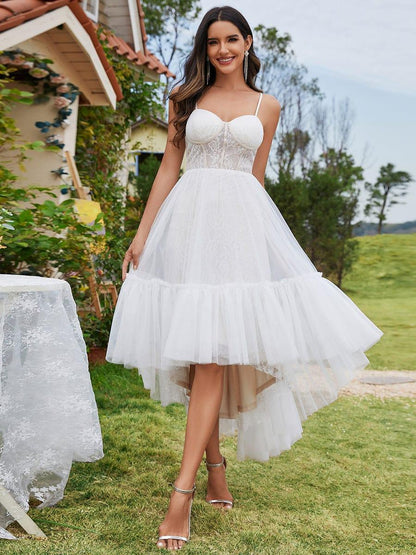 SAHARIA'S BRIDE|Tulle Corset Top Sweetheart High-Low Wedding Dress