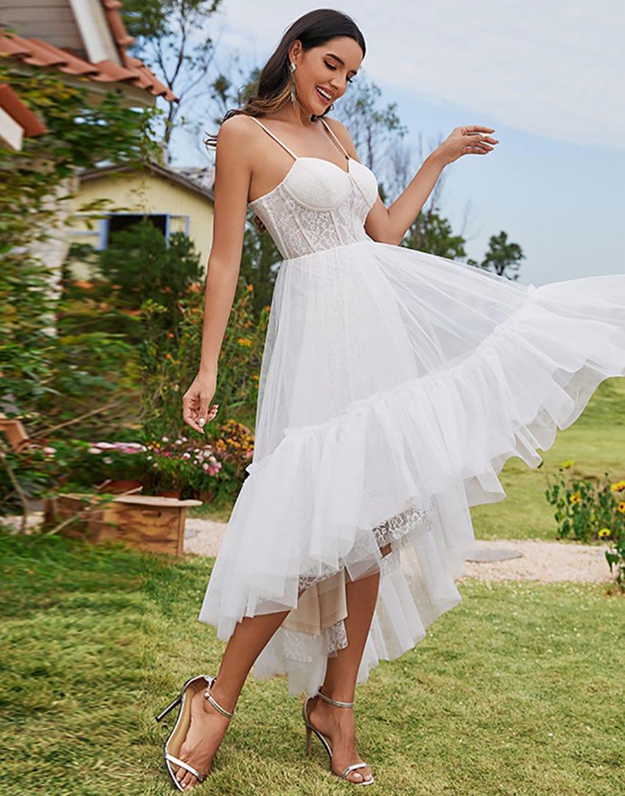 SAHARIA'S BRIDE|Tulle Corset Top Sweetheart High-Low Wedding Dress