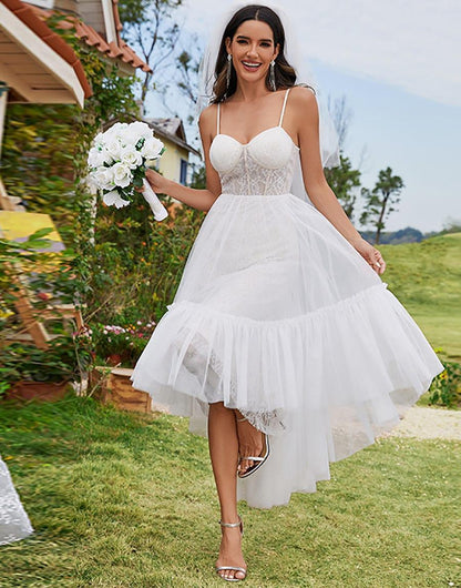 SAHARIA'S BRIDE|Tulle Corset Top Sweetheart High-Low Wedding Dress
