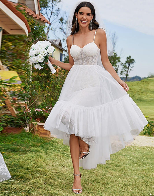 SAHARIA'S BRIDE|Tulle Corset Top Sweetheart High-Low Wedding Dress