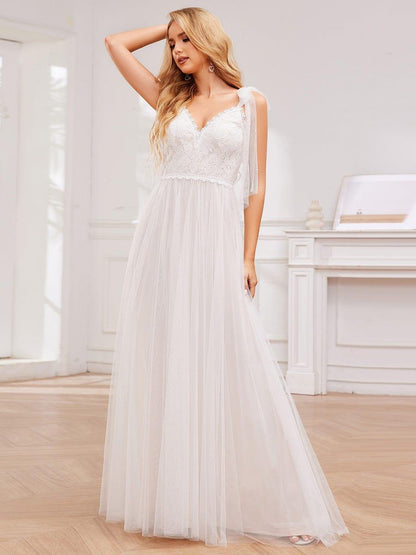 TAHIRA'S BRIDE|Romantic Lace and Tulle Tie-Shoulder Wedding Dress