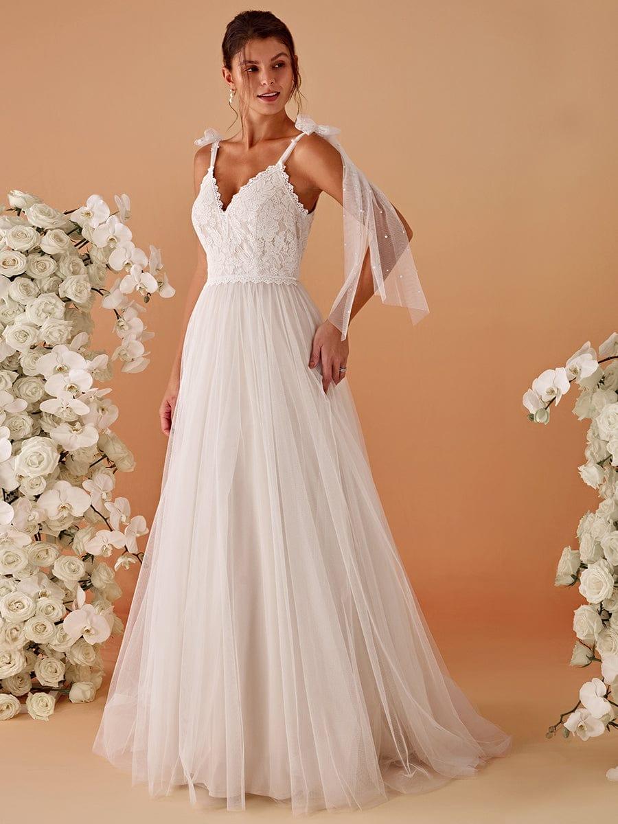 TAHIRA'S BRIDE|Romantic Lace and Tulle Tie-Shoulder Wedding Dress