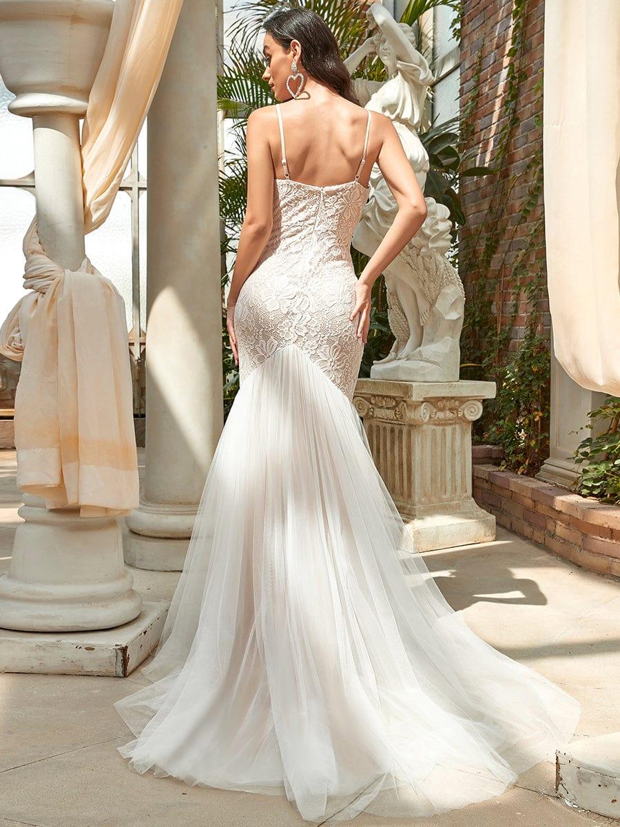ORCELLA'S BRIDE|Spaghetti Strap Lace Backless Long Fishtail Wedding Dress